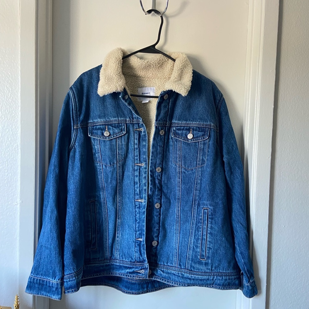 Blue Denim Sherpa Lined Jean Jacket Old Navy Medium Wash